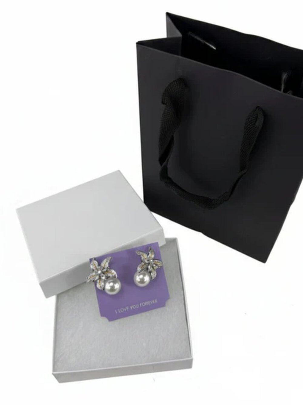 Elegant Pearl Flower Earrings | Bridal Wedding Jewelry with Sparkling Petals